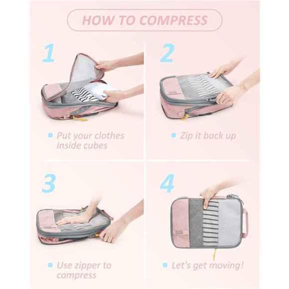 Compression Packing Cubes for Suitcases, 6 Set/4 Set/2 Set Travel Organizer Cube - Picture 2 of 6